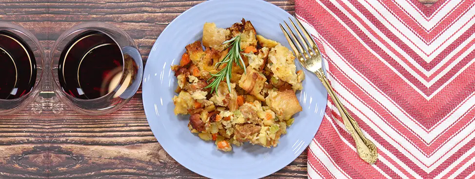 Thanksgiving Stuffing with Roasted Chestnuts and Spicy Sausage