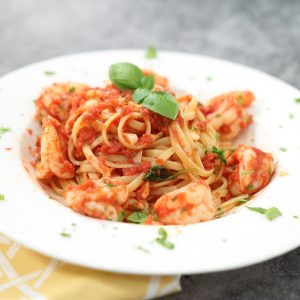 Shrimp Linguine with Tomato Sauce