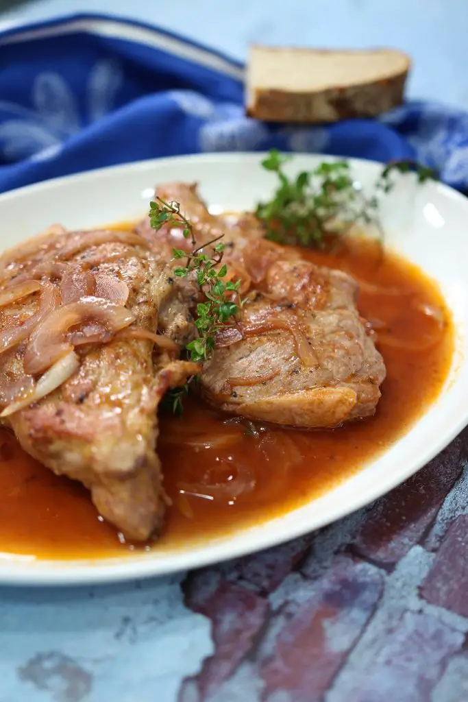 Pork Chop au Poivre with Red Wine–Shallot Sauce Recipe - Mary