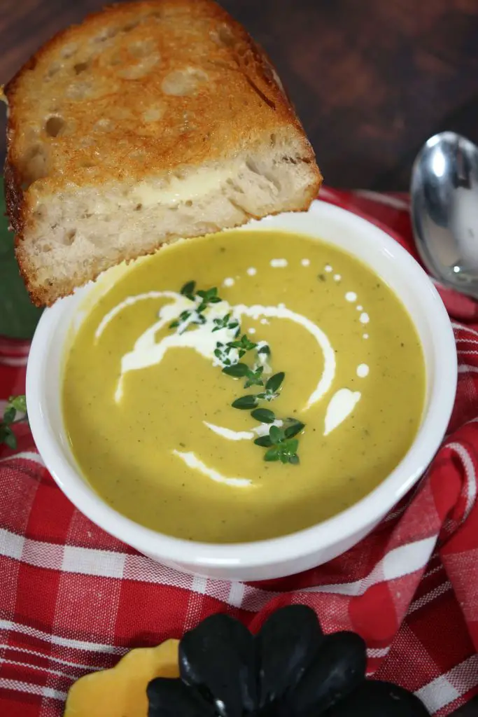 fall squash soup with grilled cheese