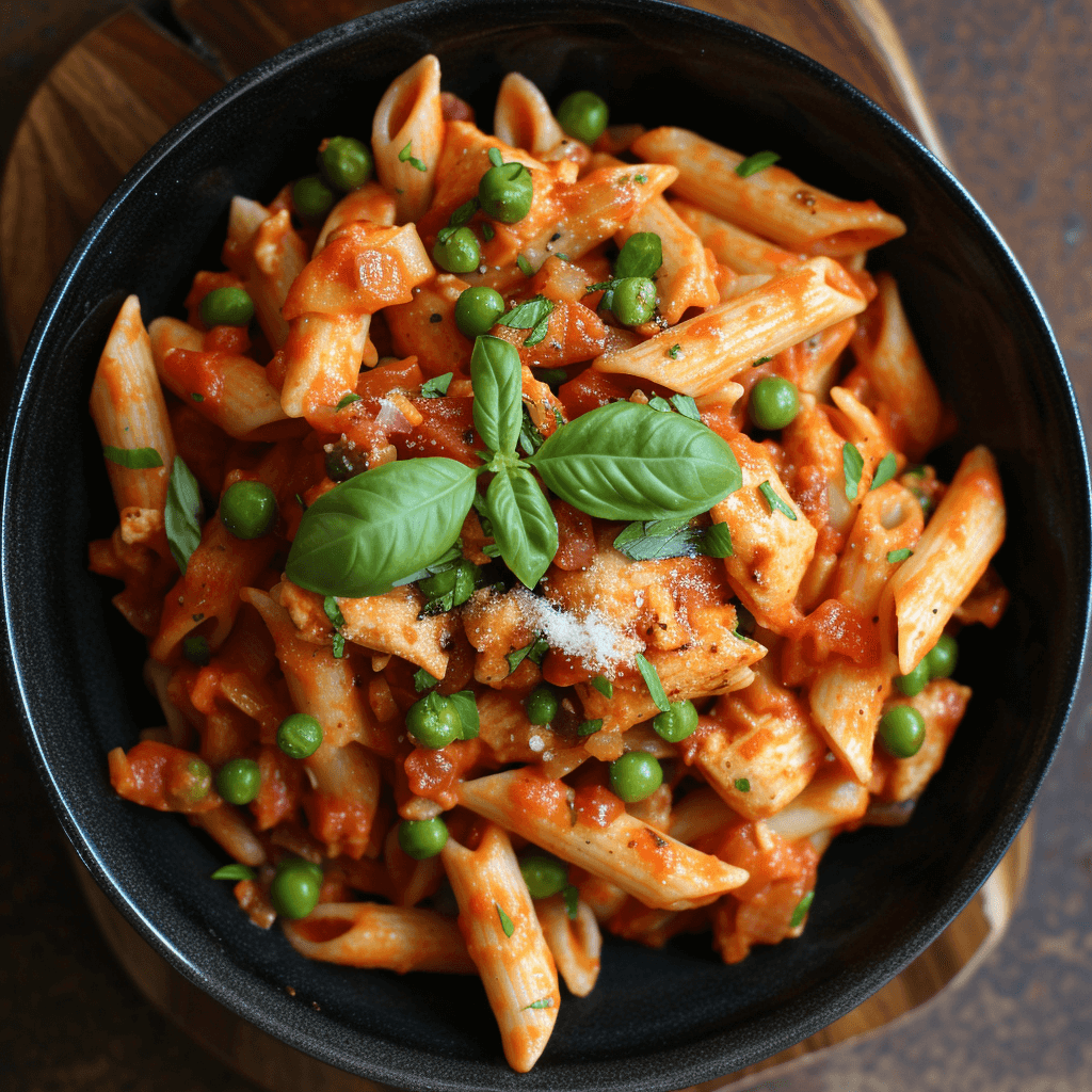 Chicken Penne Pasta with Bacon and Peas