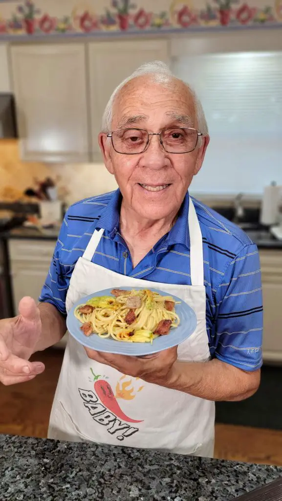 Zucchini Flower Carbonara