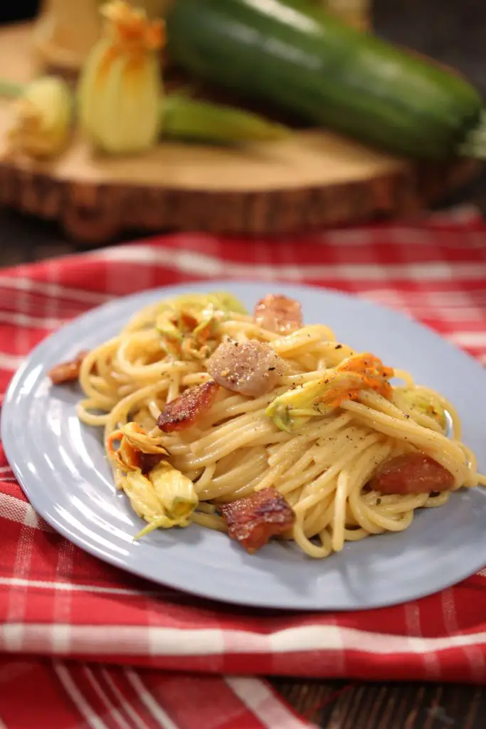 Zucchini Flower Carbonara