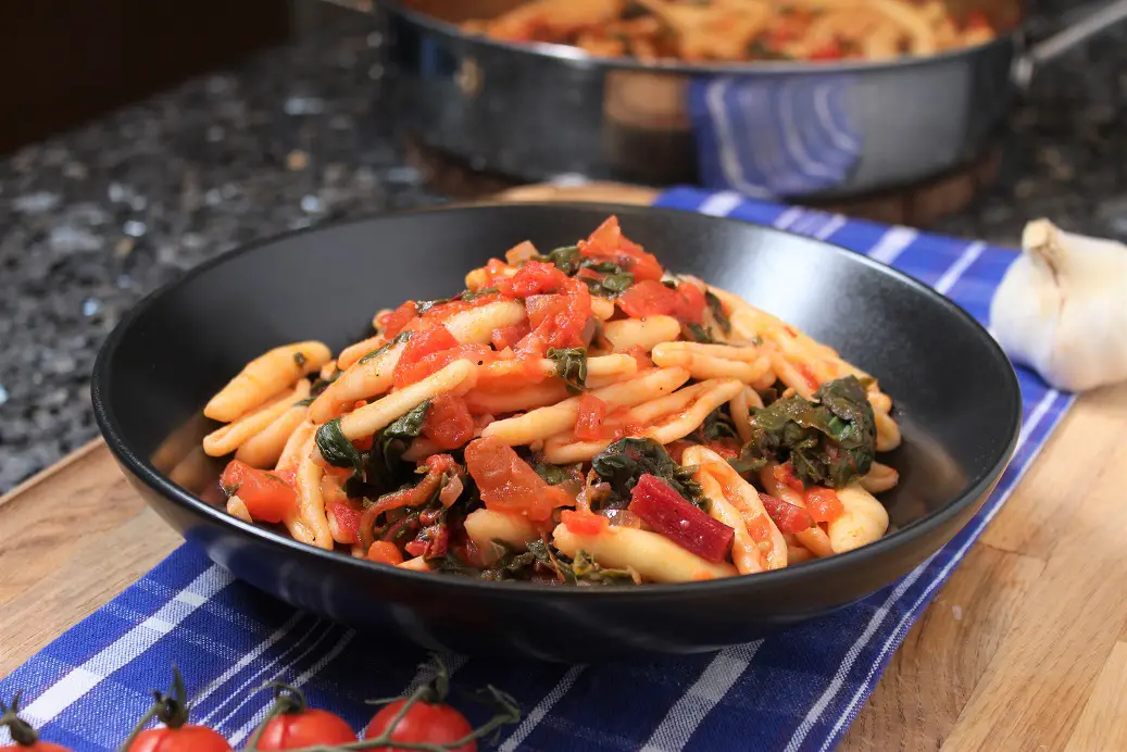 Homemade Ricotta Cavatelli with Sausage and Swiss Chard, and a