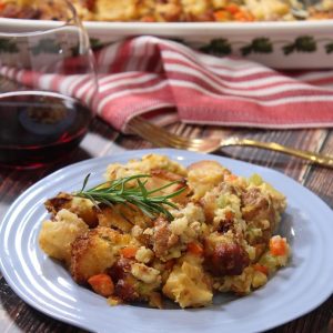 Thanksgiving Stuffing with Roasted Chestnuts and Spicy Sausage
