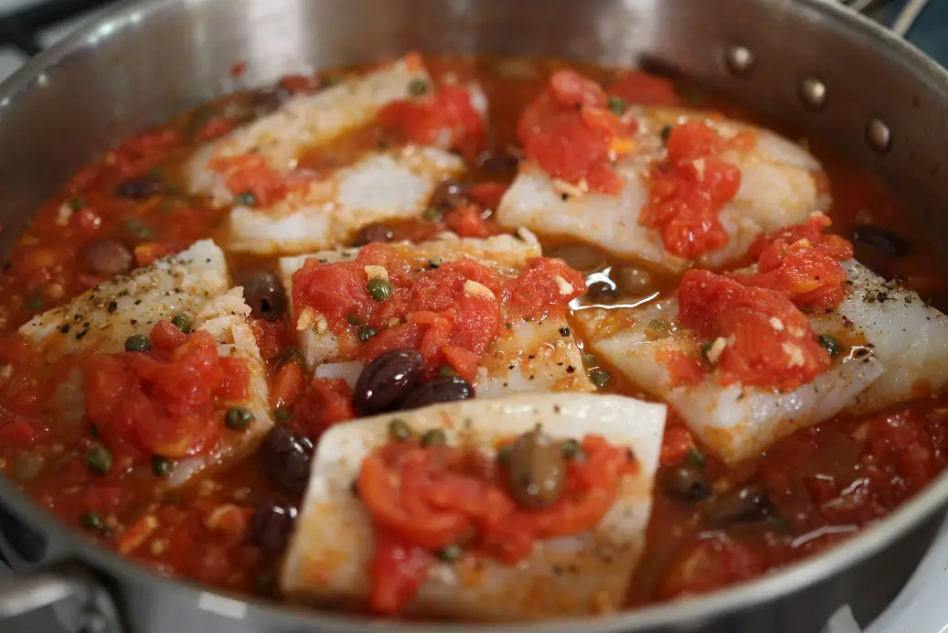 Cod in Puttanesca Sauce | Pasquale Sciarappa Recipes