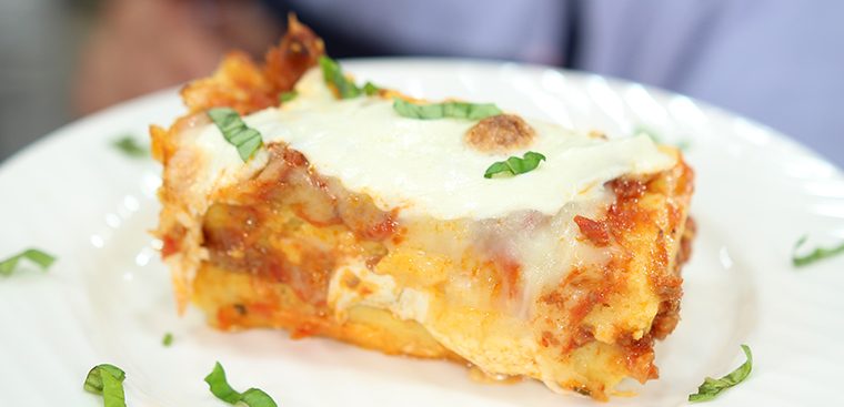 Cheesy Polenta Lasagna with Meat Sauce