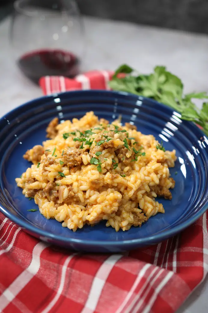 Spicy Sausage Risotto | Pasquale Sciarappa Recipes