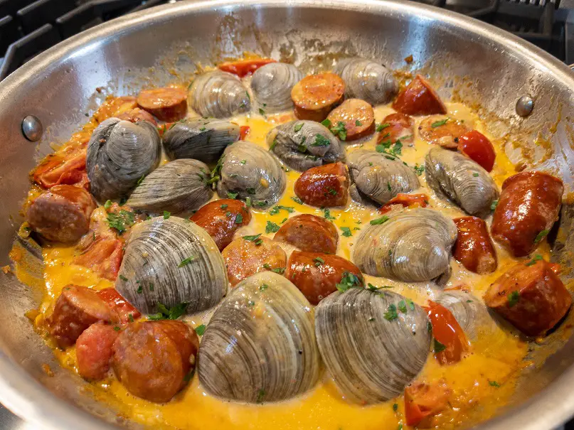 Clams and Chorizo Sausage in a Cream Sauce