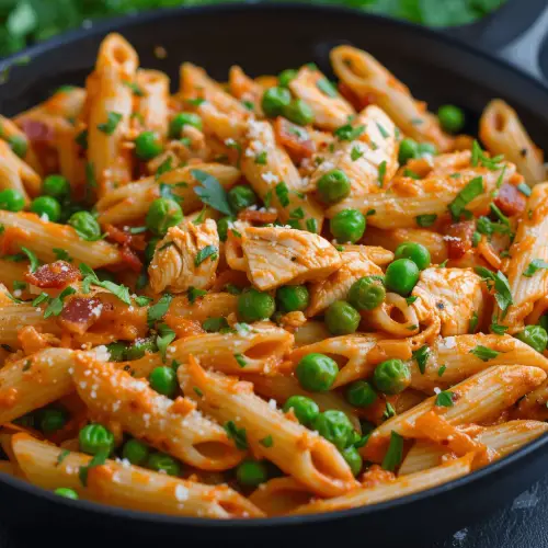 Chicken Penne Pasta with Bacon and Peas | Pasquale Sciarappa Recipes