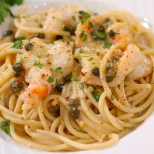 Spaghetti with Shrimp Piccata