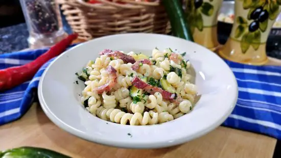 Creamy Cavatappi with Rich Gorgonzola and Crispy Guanciale