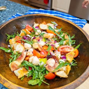 Vibrant Fig and Cocktail Tomato Salad with Crispy Ciabatta